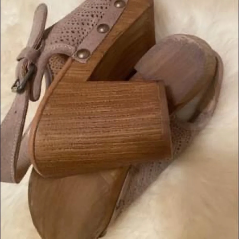 Eric Michael | Women's Brown Embellished Studded Lasercut Julia Clogs Heels